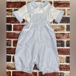 Vintage Baby Cary 2pc overalls & shirt set. 3t 20.5” sts knicker style boutique